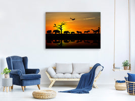 panoramic-3-piece-canvas-print-safari-animals-at-sunset