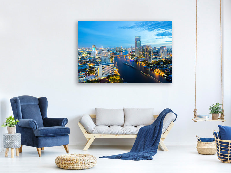 panoramic-3-piece-canvas-print-skyline-bangkok-at-dusk