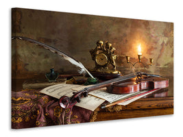 3-piece-canvas-print-still-life-with-violin-and-clock