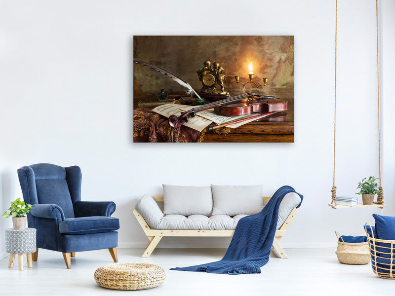 3-piece-canvas-print-still-life-with-violin-and-clock