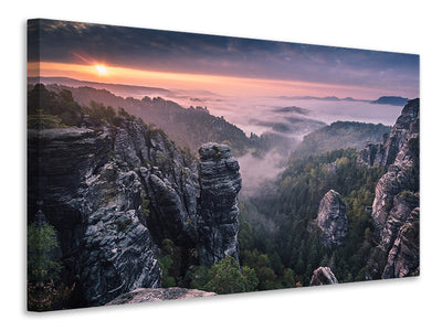 4-piece-canvas-print-sunrise-on-the-rocks