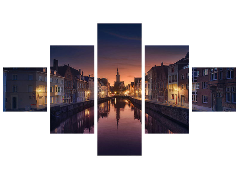 4-piece-canvas-print-sunset-in-brugge