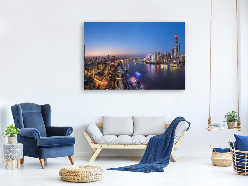 modern-3-piece-canvas-print-the-blue-hour-in-shanghai