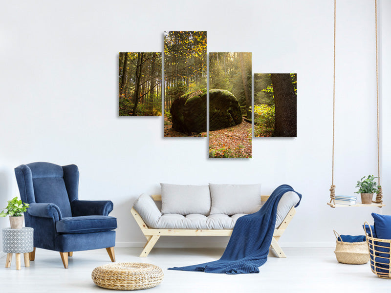 5-piece-canvas-print-the-rock-in-the-forest