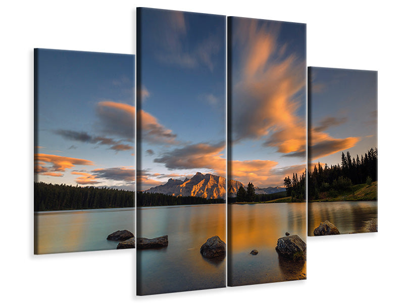 5-piece-canvas-print-two-jack-lake-sunset
