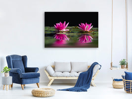 panoramic-3-piece-canvas-print-water-lilies-duo-in-pink