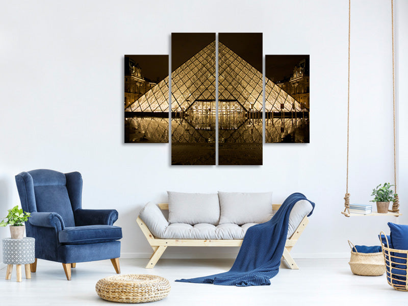 4-piece-canvas-print-at-night-at-the-louvre