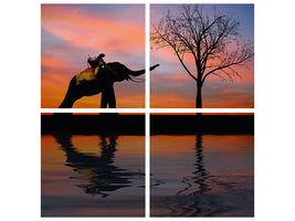 4-piece-canvas-print-elephant-in-the-evening-light