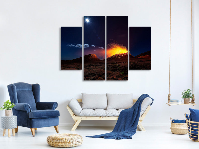4-piece-canvas-print-lava-flow-with-the-moon