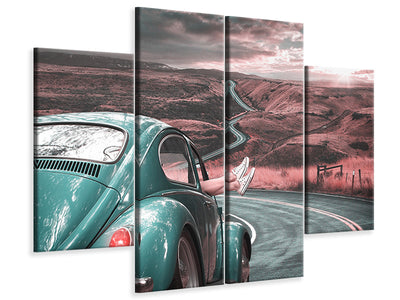 4-piece-canvas-print-on-the-road-with-the-classic-car