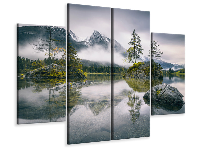4-piece-canvas-print-rainy-morning-at-hintersee