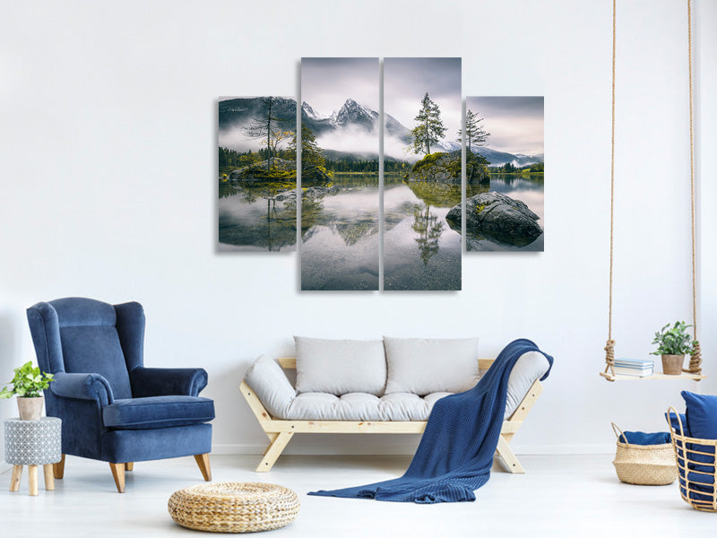 4-piece-canvas-print-rainy-morning-at-hintersee