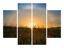 4-piece-canvas-print-red-poppies-and-sunrise