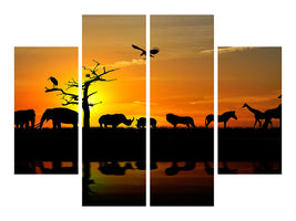 4-piece-canvas-print-safari-animals-at-sunset