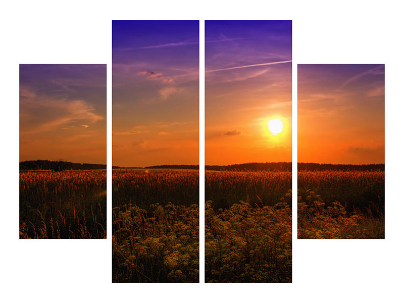 4-piece-canvas-print-sunset-at-the-flower-field