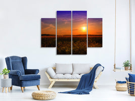 4-piece-canvas-print-sunset-at-the-flower-field