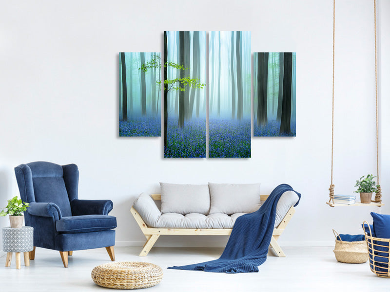 4-piece-canvas-print-the-blue-forest