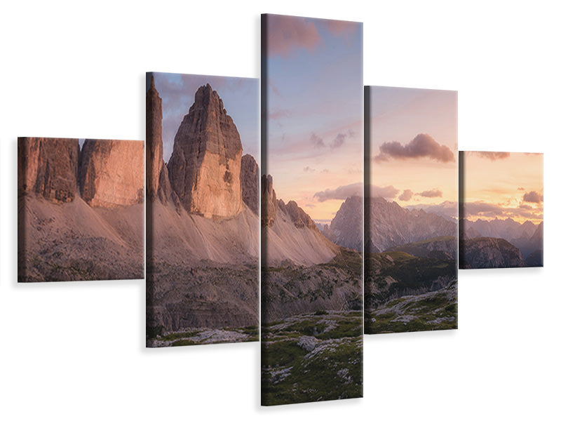 5-piece-canvas-print-an-evening-in-the-dolomites