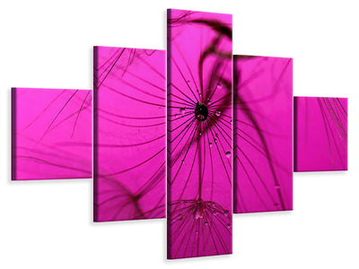 5-piece-canvas-print-dandelion-in-pink