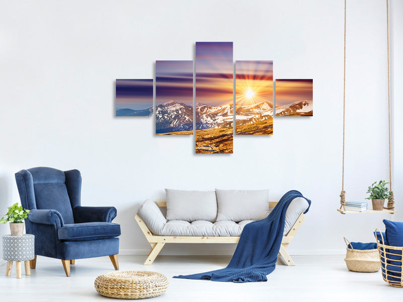 5-piece-canvas-print-majestic-sunset-at-the-mountain