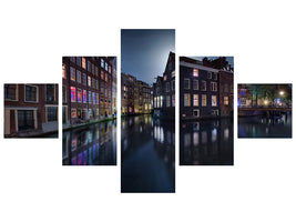 5-piece-canvas-print-moonlight-over-amsterdam