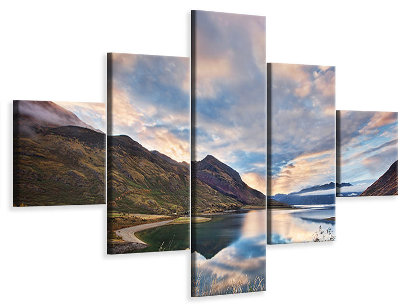 5-piece-canvas-print-morning-delight-at-lake-hawea