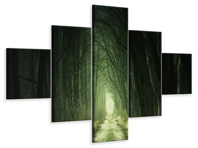 5-piece-canvas-print-mysterious-forest-iii