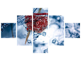 5-piece-canvas-print-raspberry-in-the-water