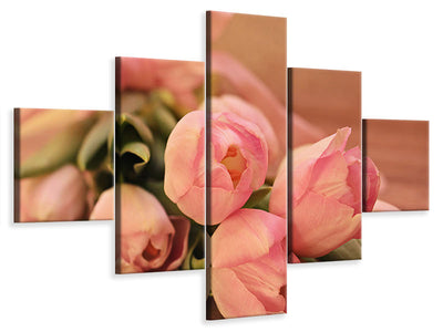 5-piece-canvas-print-romantic-tulip-bouquet