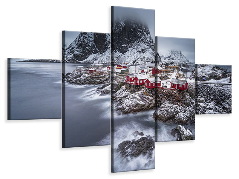 5-piece-canvas-print-winter-lofoten-islands