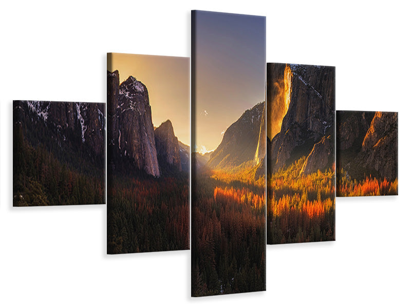 5-piece-canvas-print-yosemite-firefall
