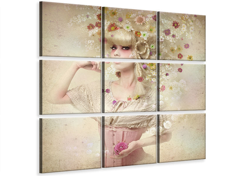 9-piece-canvas-print-girl-of-the-flower-garden-ii