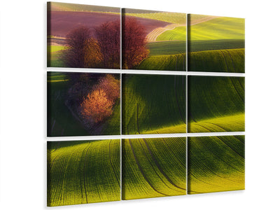 9-piece-canvas-print-green-fields