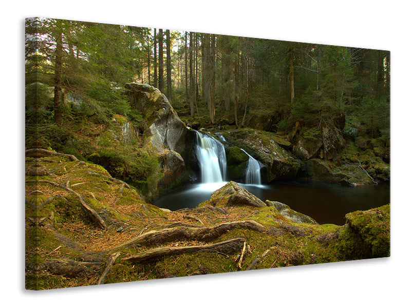 canvas-print-small-waterfall-in-the-forest