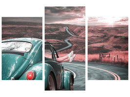 modern-3-piece-canvas-print-on-the-road-with-the-classic-car