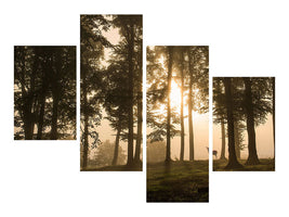 modern-4-piece-canvas-print-deer-in-the-morning-mist