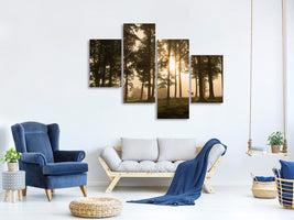 modern-4-piece-canvas-print-deer-in-the-morning-mist