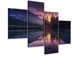 modern-4-piece-canvas-print-lake-house-sunrise