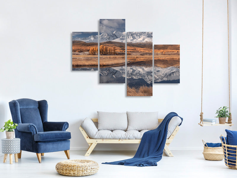 modern-4-piece-canvas-print-mirror-for-mountains-iii
