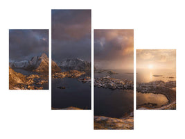 modern-4-piece-canvas-print-sunrise-over-reine