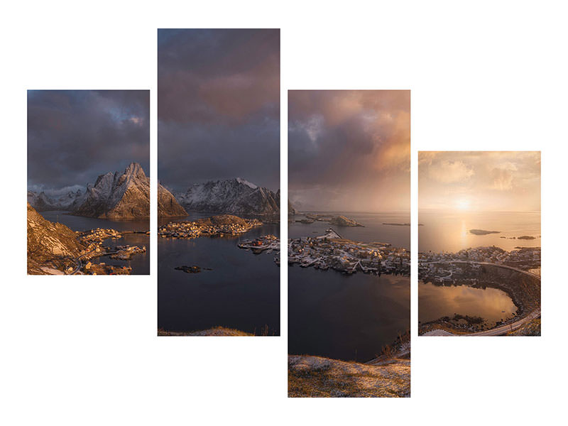 modern-4-piece-canvas-print-sunrise-over-reine