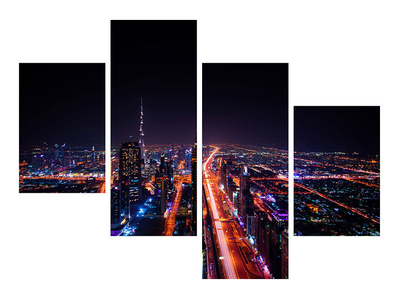 modern-4-piece-canvas-print-the-colorful-lights-of-dubai