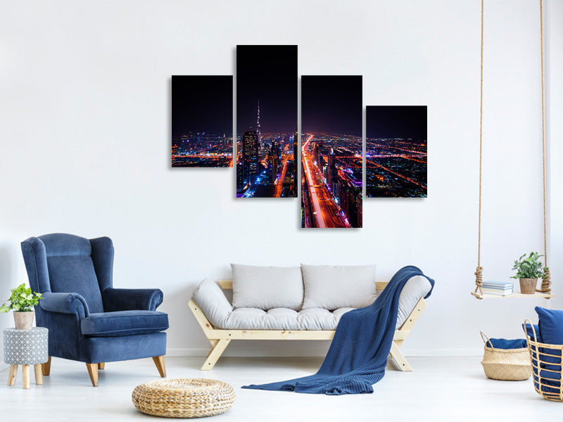 modern-4-piece-canvas-print-the-colorful-lights-of-dubai