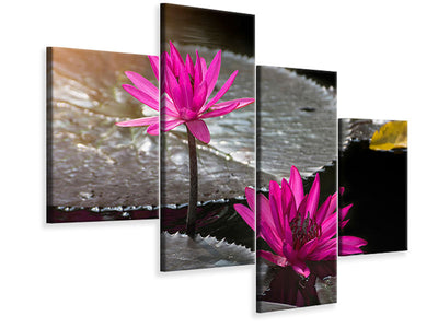 modern-4-piece-canvas-print-water-lily-in-the-morning-dew