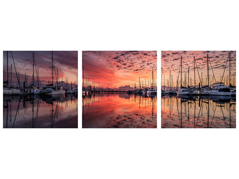 panoramic-3-piece-canvas-print-evening-mood-in-the-harbor
